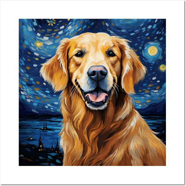 Golden Retriever Night Wall Art by NatashaCuteShop